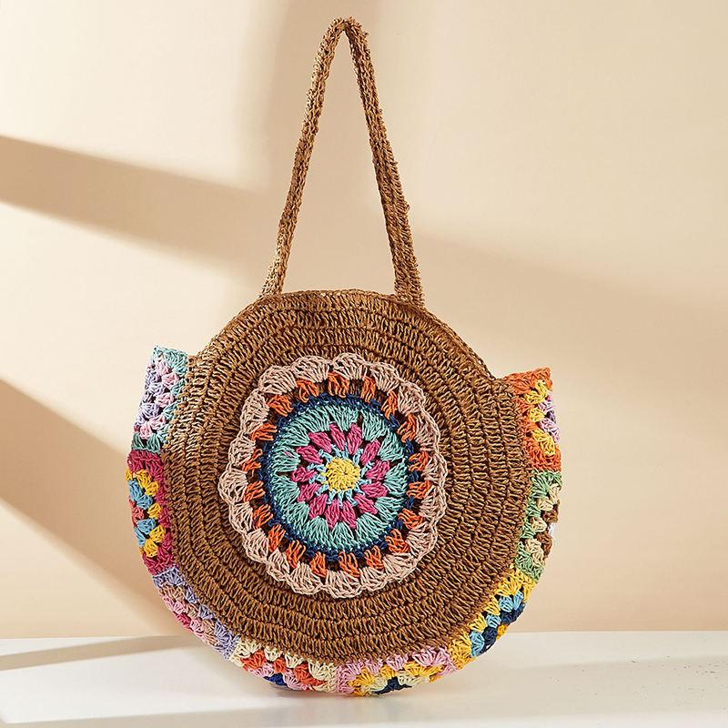bohemian round straw shoulder bag - MRSLM