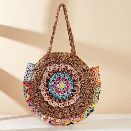bohemian round straw shoulder bag - MRSLM
