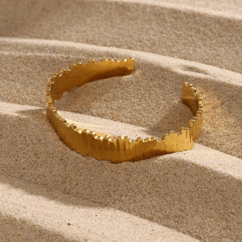 18k gold plated wide cuff bracelet, view 4 - MRSLM