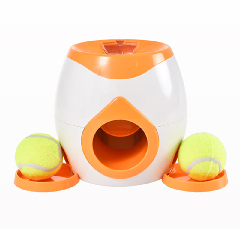 dog tennis launcher and treat dispenser toy, view 2 - MRSLM