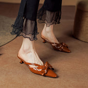 elegant leather mules with bowknot, view 17 - MRSLM