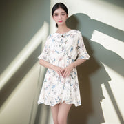 floral chiffon bell sleeve dress, view 4 - MRSLM