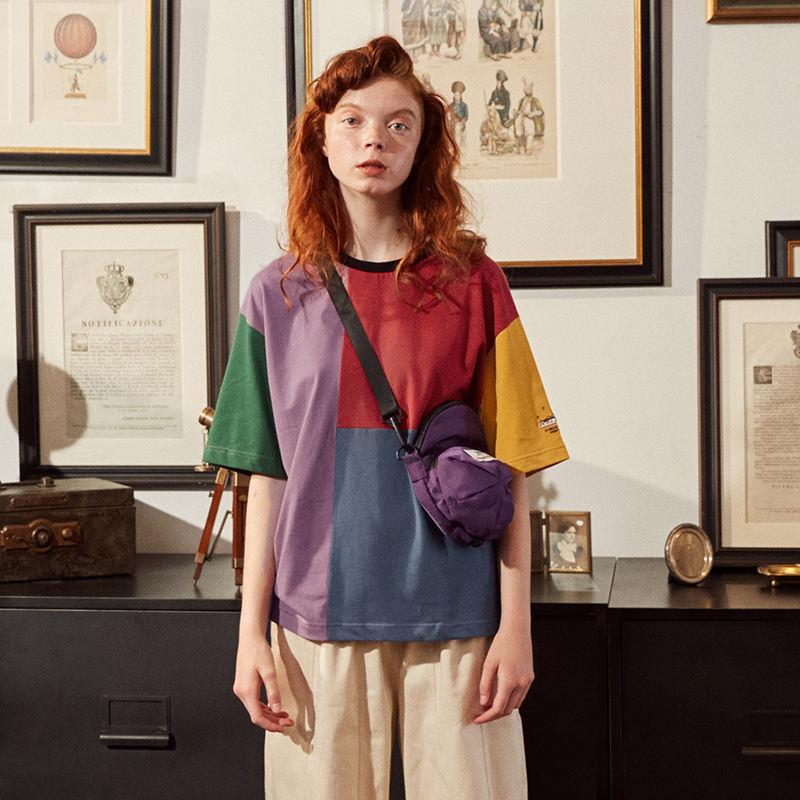 Color block cotton tee with embroidered cuffs - MRSLM