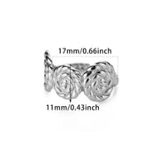 rose flower adjustable stainless steel ring, view 9 - MRSLM