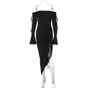 Off-neck split dress for women, view 7 - MRSLM