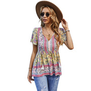 women's bohemian printed vacation top, view 10 - MRSLM
