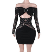 off-shoulder hollow ring dress, view 6 - MRSLM