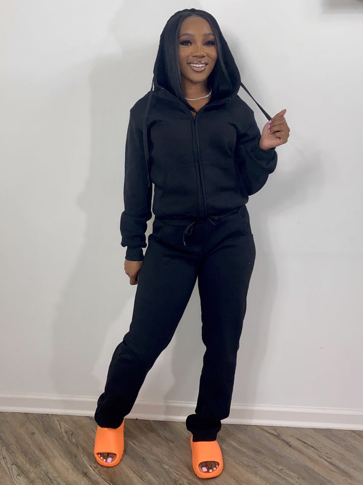 Women's Solid Color Hoodie Fabric Sports Casual Two-piece Suit