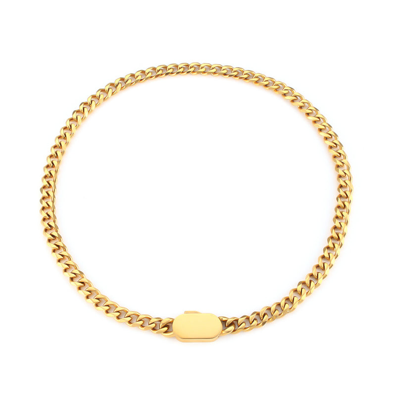metal buckle thick chain necklace, view 5 - MRSLM