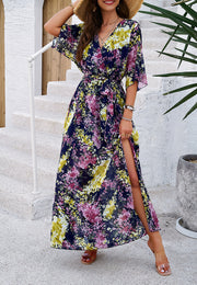v-neck printed dress, view 19 - MRSLM