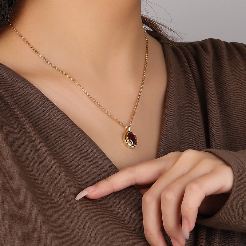 retro silver gem pendant necklace, view 6 - MRSLM