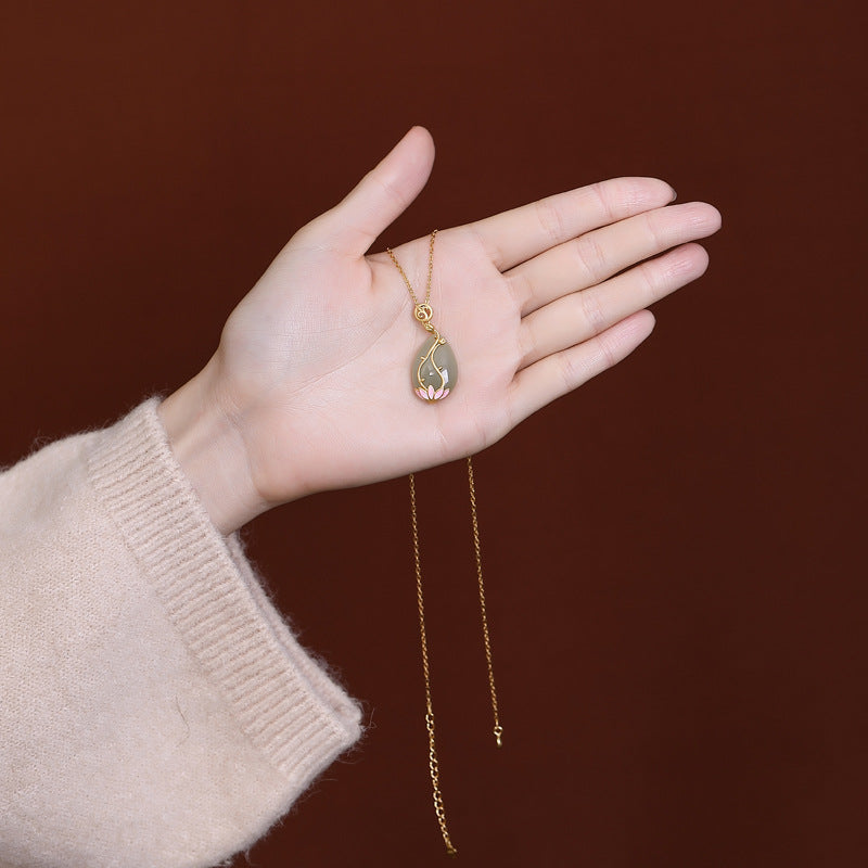 s925 silver jade pendant necklace, view 3 - MRSLM