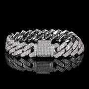 men's diamond shaped zirconia bracelet, view 3 - MRSLM