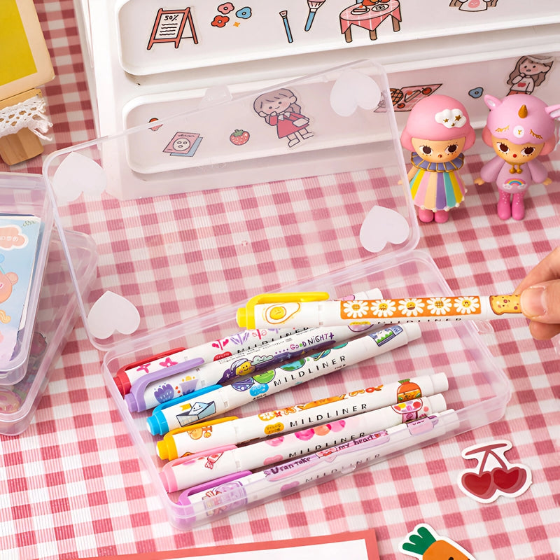 transparent kawaii stationery storage box, view 7 - MRSLM