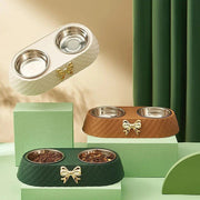 Bow-tie double pet bowl, view 5 - MRSLM