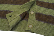 Women's green striped knit cardigan, view 3 - MRSLM