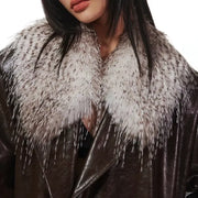 PU leather overcoat with detachable fur collar, view 6 - MRSLM