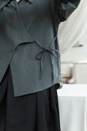 side lace-up waist loose shirt, view 9 - MRSLM