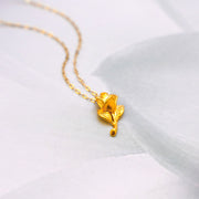 women's gold rose pendant necklace, view 2 - MRSLM