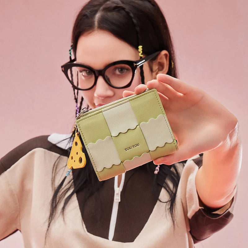 women's short wallet with cheese pendant - MRSLM