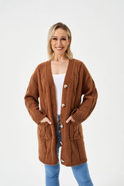 women's warm long cardigan sweater, view 3 - MRSLM