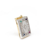 retro sterling silver book pendant, view 5 - MRSLM