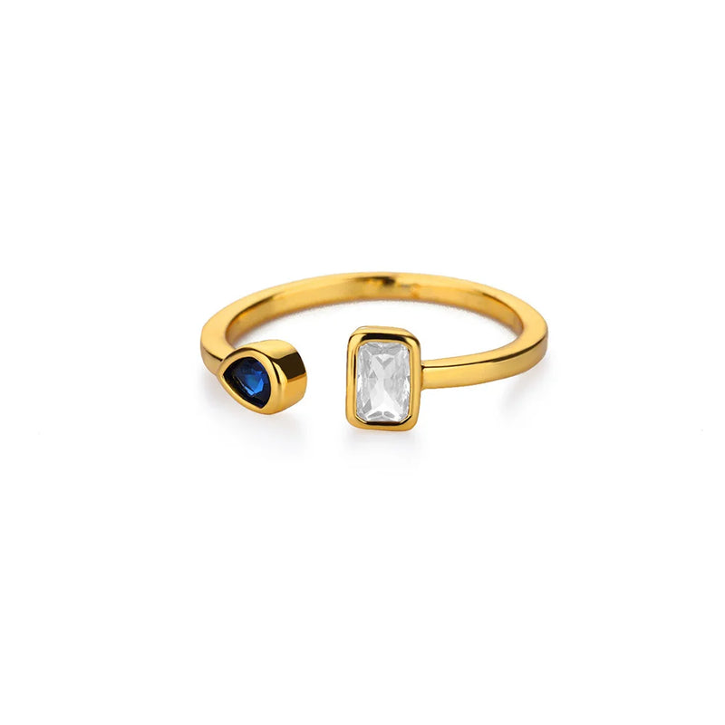 cubic zirconia water drop ring, view 2 - MRSLM