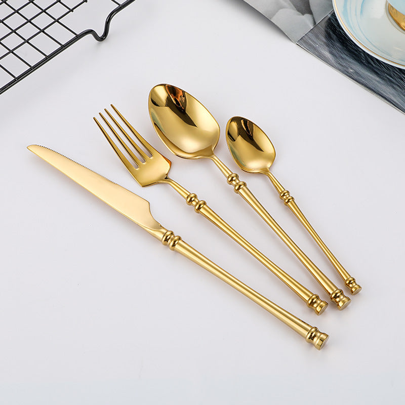 stainless steel western steak knife fork spoon set, view 5 - MRSLM