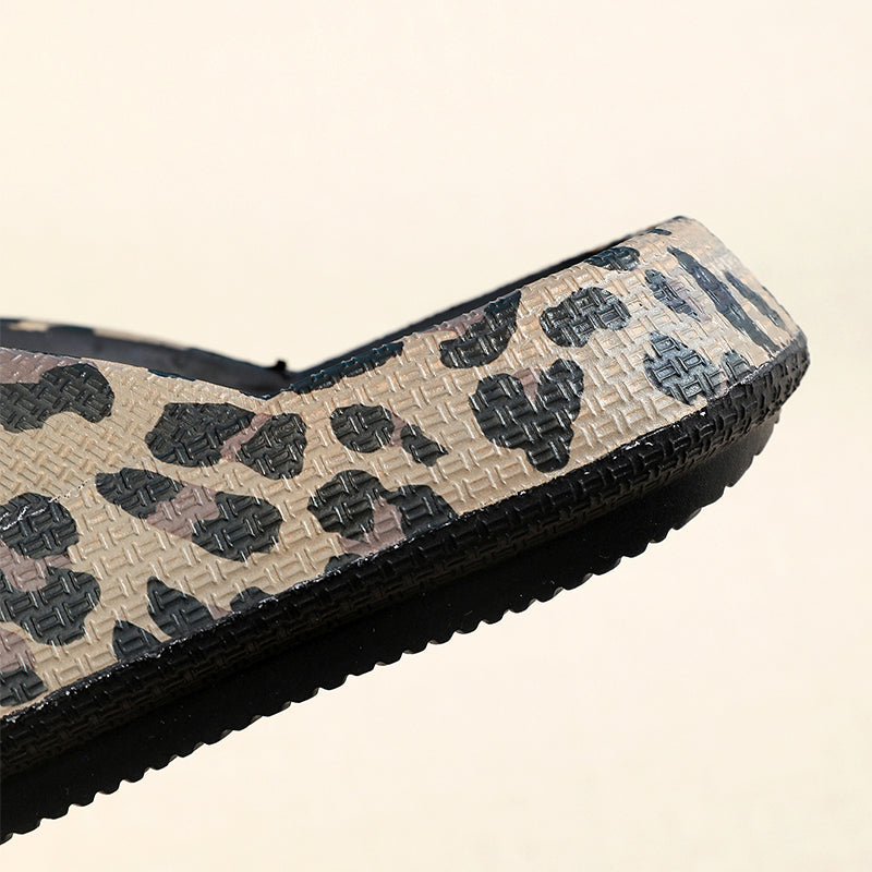 women's leopard print flip-flop sandals, view 6 - MRSLM