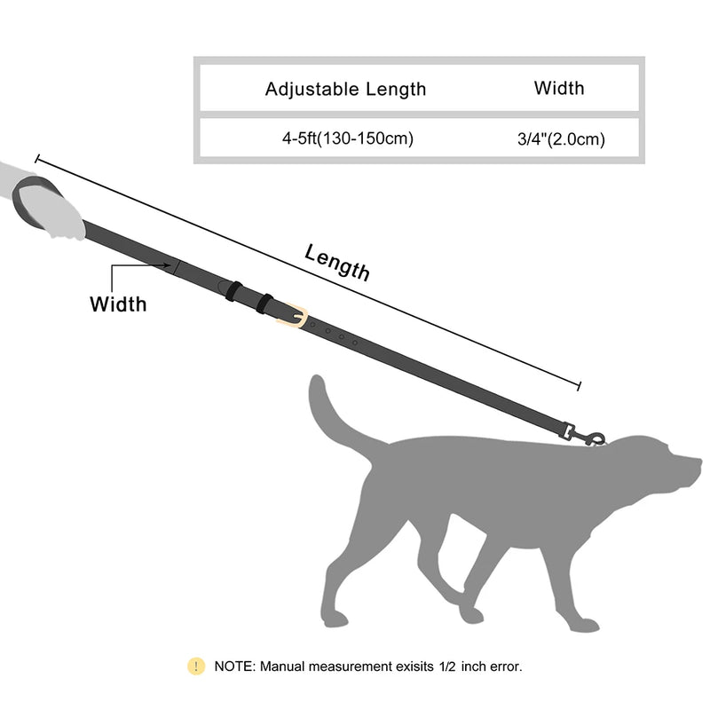 adjustable genuine leather dog leash, view 9 - MRSLM