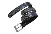 rivet leather belt with square buckle, view 2 - MRSLM