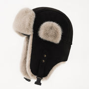 Women's suede winter hat with ear flaps, view 4 - MRSLM