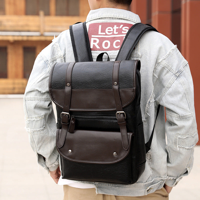 PU leather student backpack, view 2 - MRSLM