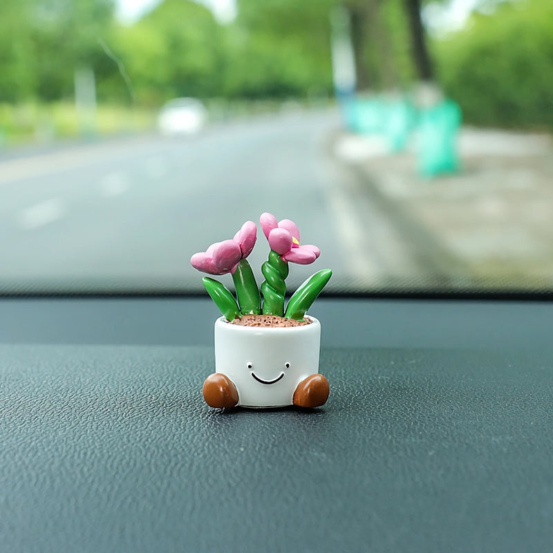 cartoon flower pot car decoration, view 3 - MRSLM
