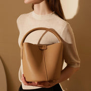 Women's leather bucket bag, view 6 - MRSLM
