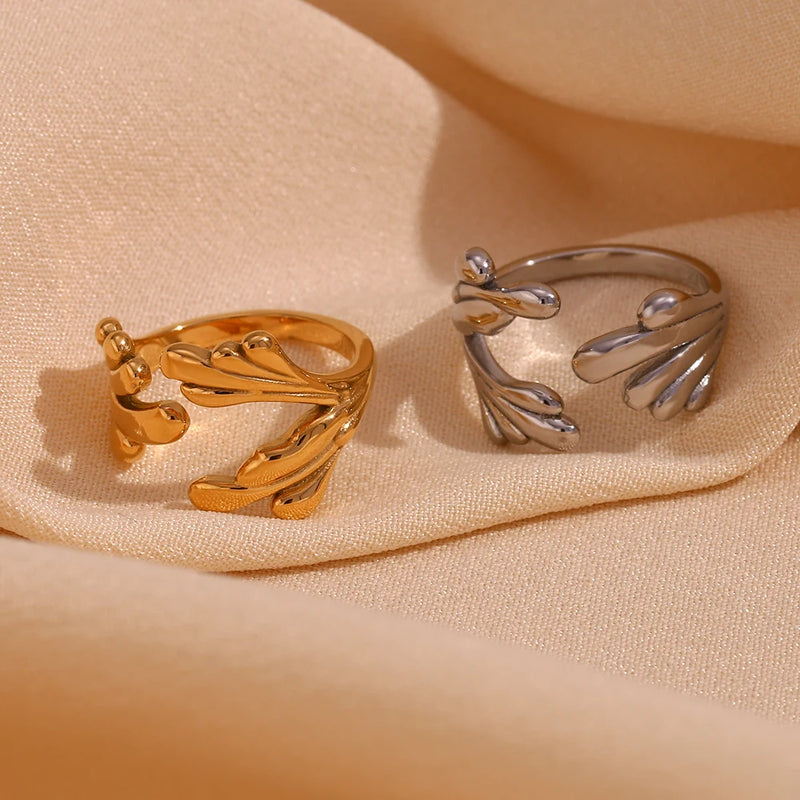 adjustable 18k gold plated ocean-inspired ring, view 7 - MRSLM