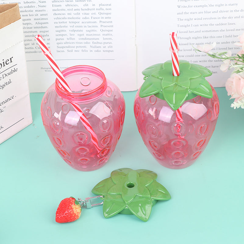 cartoon strawberry straw cup, view 4 - MRSLM