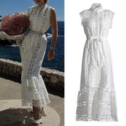 round neck hollow-out long dress - MRSLM