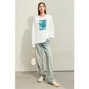 Women's abstract print loose sweatshirt, view 10 - MRSLM