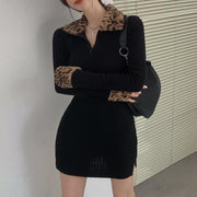 leopard print padded mini dress - MRSLM