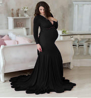 cotton maternity long dress, view 4 - MRSLM
