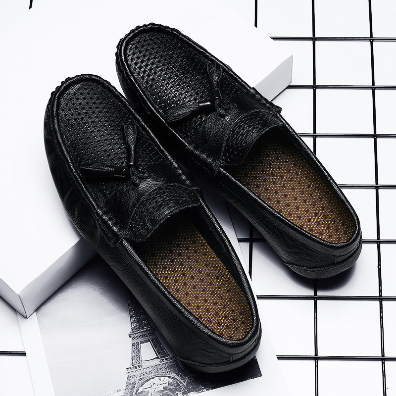 leather hollow-out beanie shoes - MRSLM