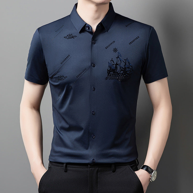 Men's rhinestone printed shirt, view 4 - MRSLM