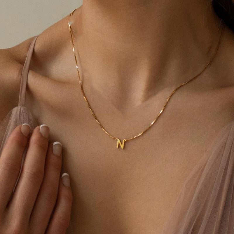 gold name pendant necklace, view 6 - MRSLM