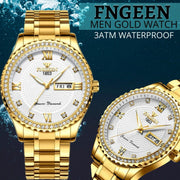 men's gold stainless steel quartz watch, view 8 - MRSLM