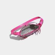 pink punk pu leather sling crossbody daypack, view 12 - MRSLM