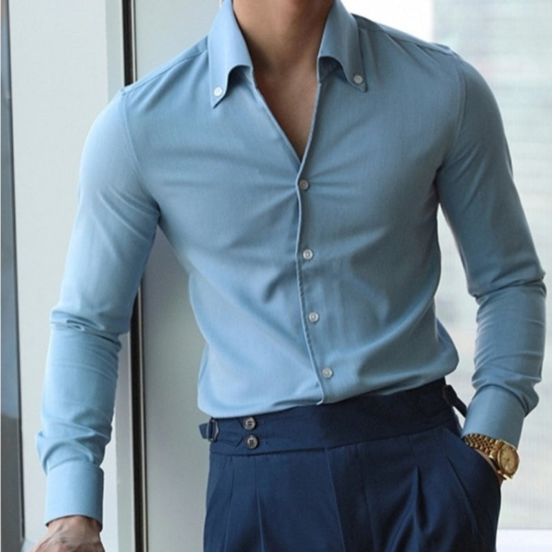 Autumn Italian Collar Young Men's Shirt