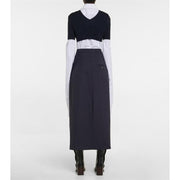 high-waisted vintage pleated midi skirt, view 3 - MRSLM