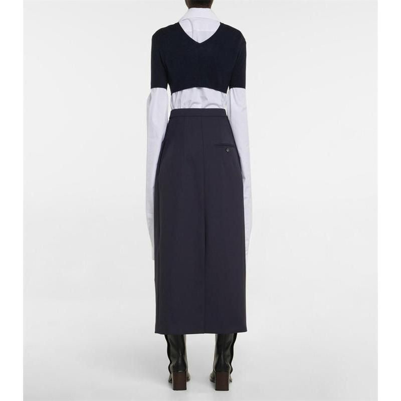 high-waisted vintage pleated midi skirt, view 3 - MRSLM