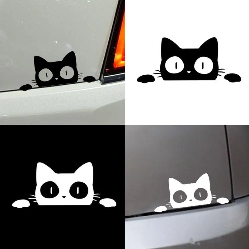 reflective peeking cat car decal, view 4 - MRSLM